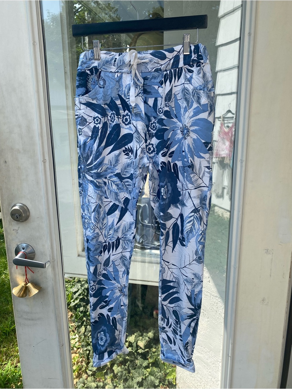 Blue Floral Drawstring Lounge Pants